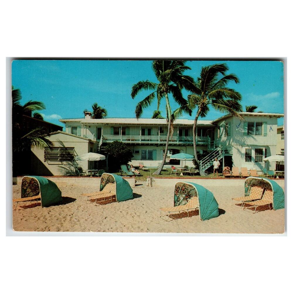 1961 Fort Lauderdale Tropic Ranch Hotel Beach Chrome Postcard
